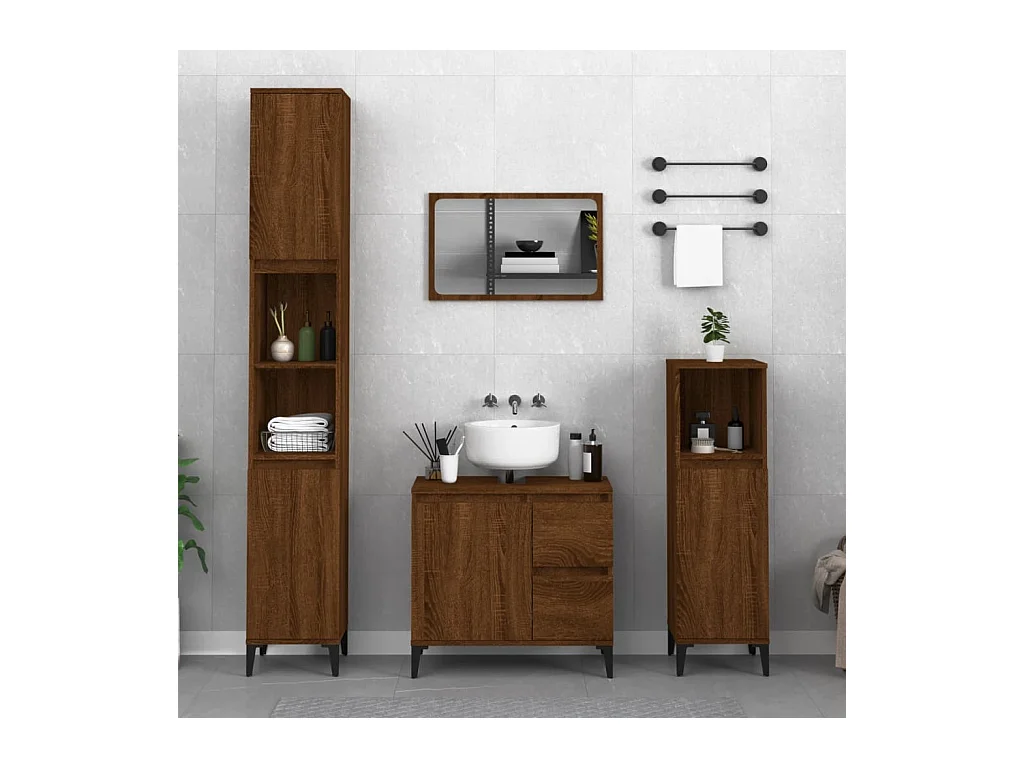 Armoire de bain chêne marron 30x30x100 cm bois d'ingénierie