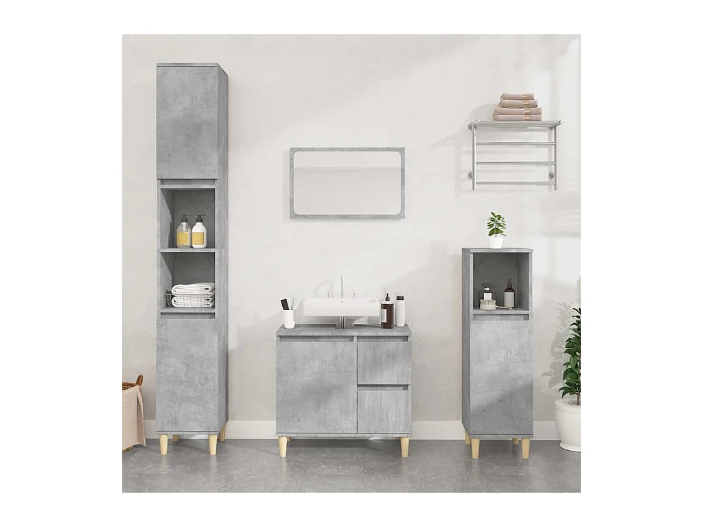 Armoire de salle de bain gris béton 65x33x60 cm