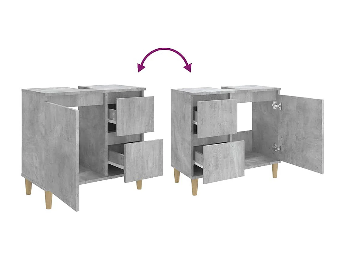 Armoire de salle de bain gris béton 65x33x60 cm