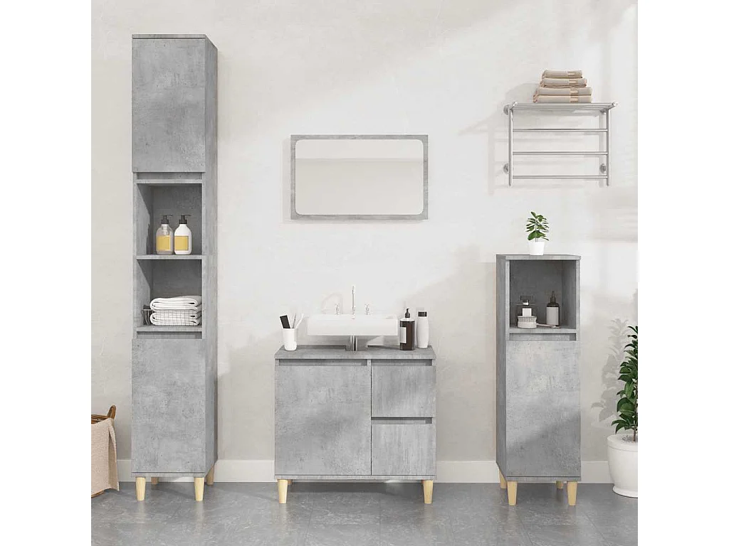 Armoire de salle de bain gris béton 65x33x60 cm