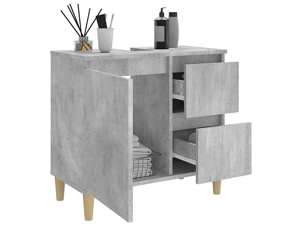 Armoire de salle de bain gris béton 65x33x60 cm
