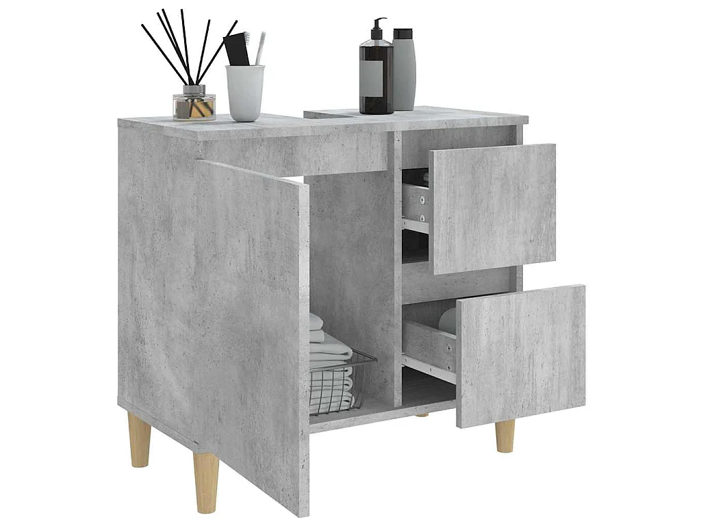Armoire de salle de bain gris béton 65x33x60 cm