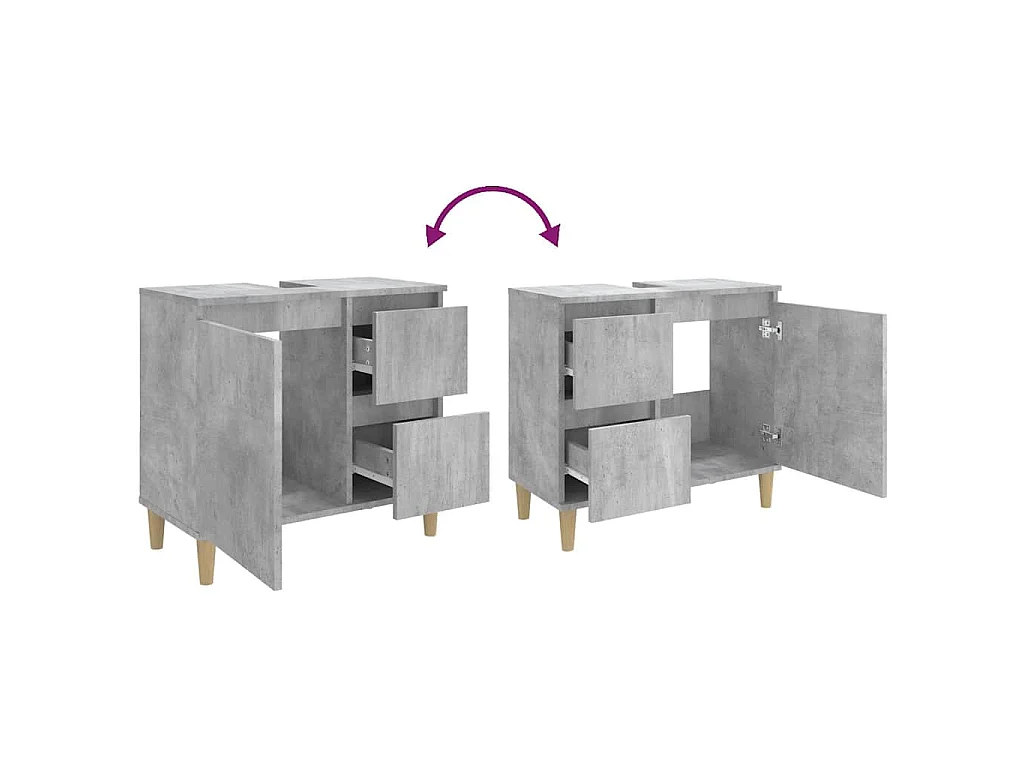 Armoire de salle de bain gris béton 65x33x60 cm