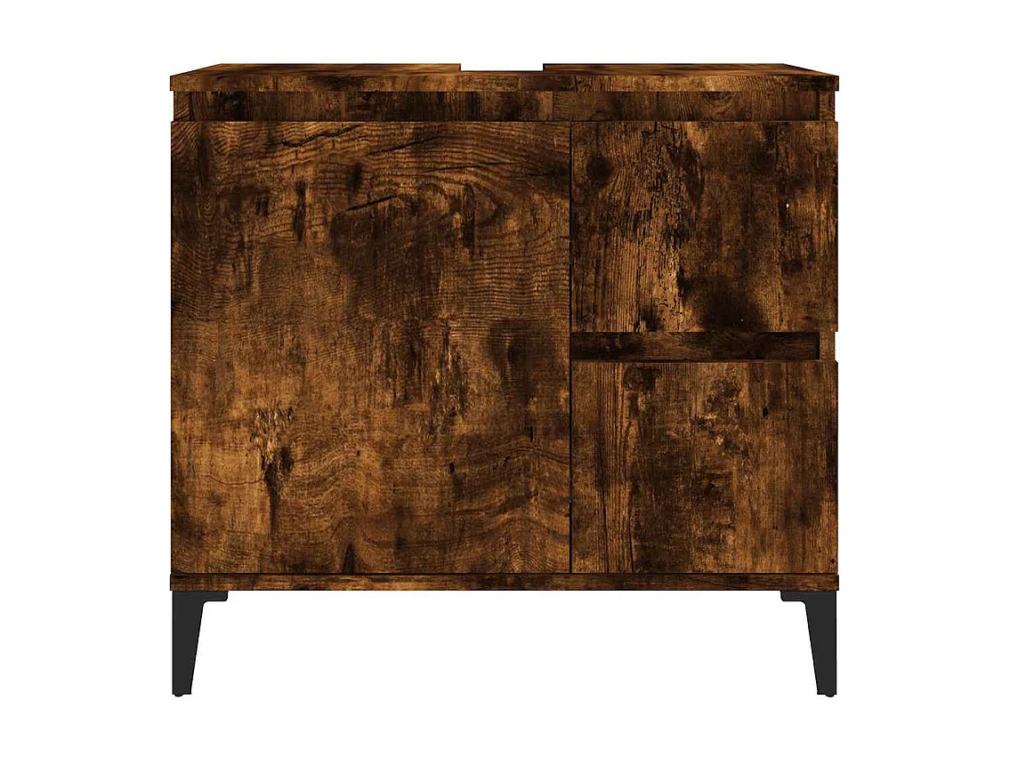 Armario de baño madera contrachapada roble ahumado 65x33x60 cm