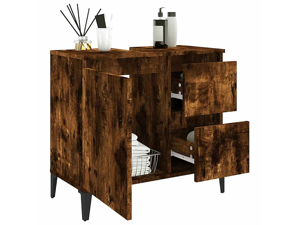 Badschrank Räuchereiche 65x33x60 cm Holzwerkstoff
