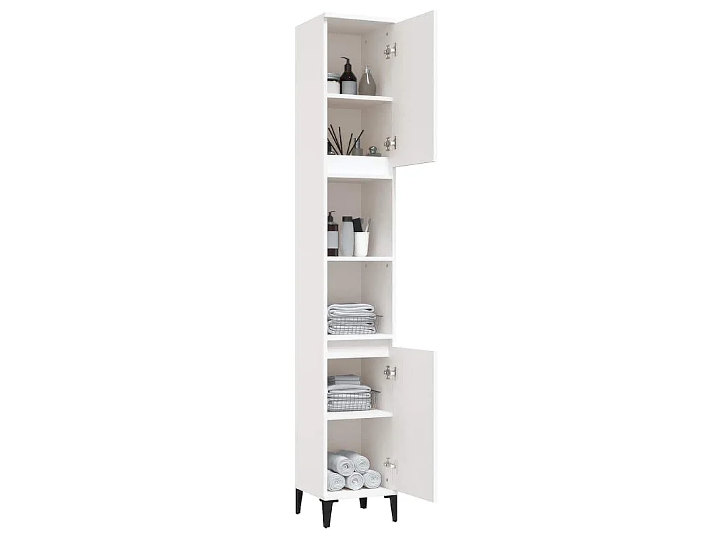 Armoire de salle de bain blanc 30x30x190 cm bois d'ingénierie