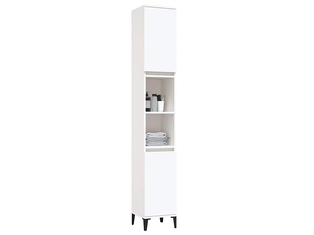 Armoire de salle de bain blanc 30x30x190 cm bois d'ingénierie