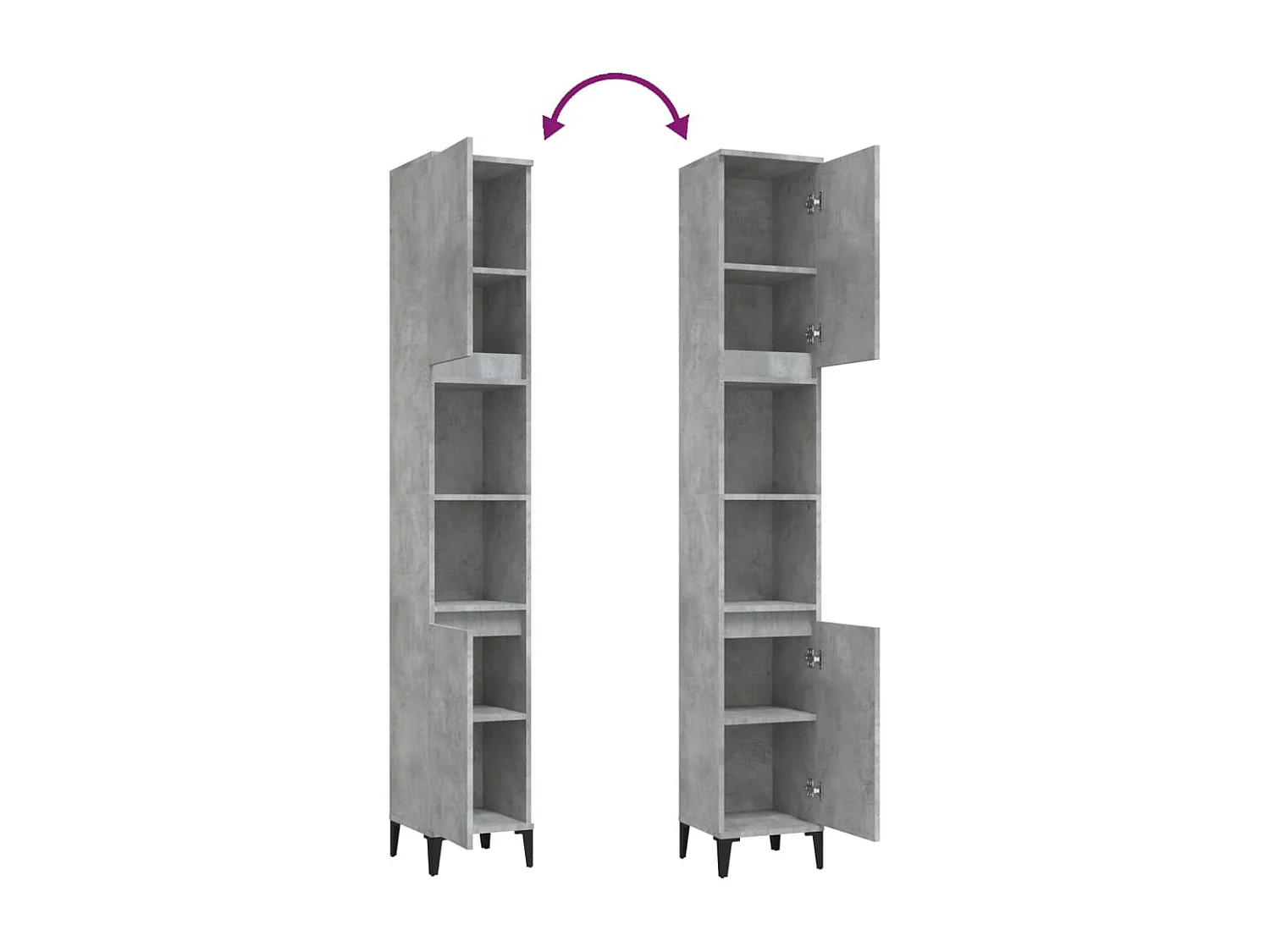 Badschrank Betongrau 30x30x190 cm Holzwerkstoff