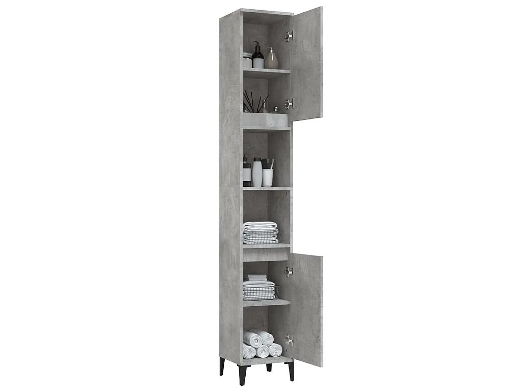 Armoire de salle de bain gris béton 30x30x190 cm