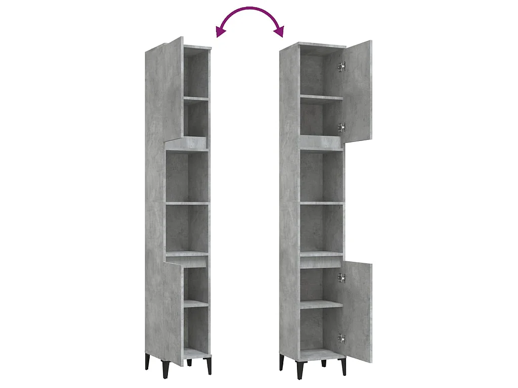 Armoire de salle de bain gris béton 30x30x190 cm