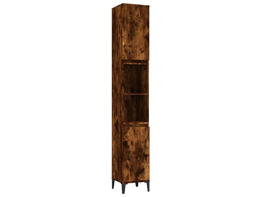 Armadietto Bagno Rovere Fumo 30x30x190 cm in Legno Multistrato