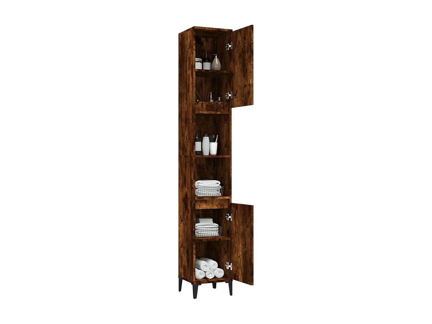 Armadietto Bagno Rovere Fumo 30x30x190 cm in Legno Multistrato