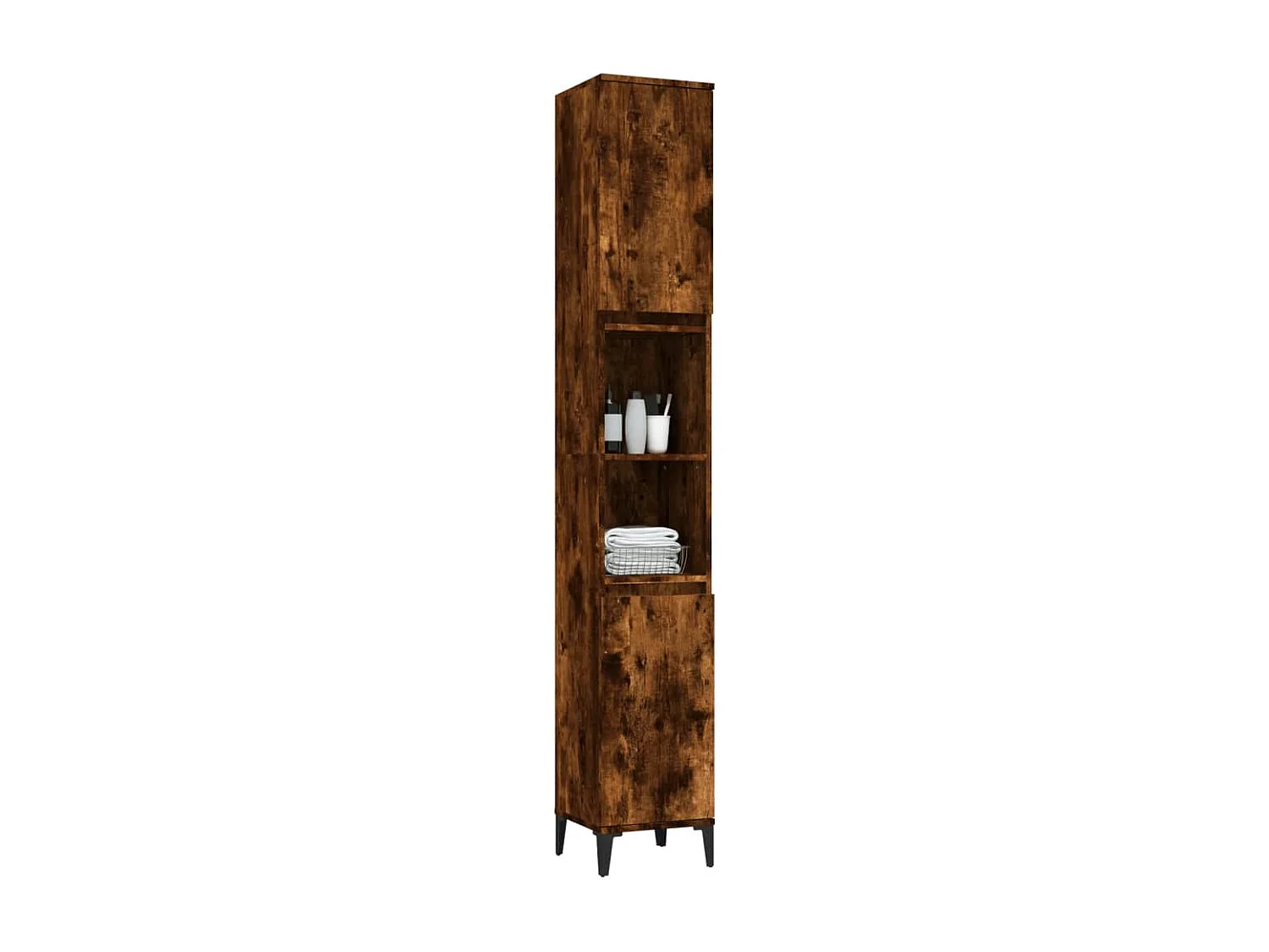 Armadietto Bagno Rovere Fumo 30x30x190 cm in Legno Multistrato