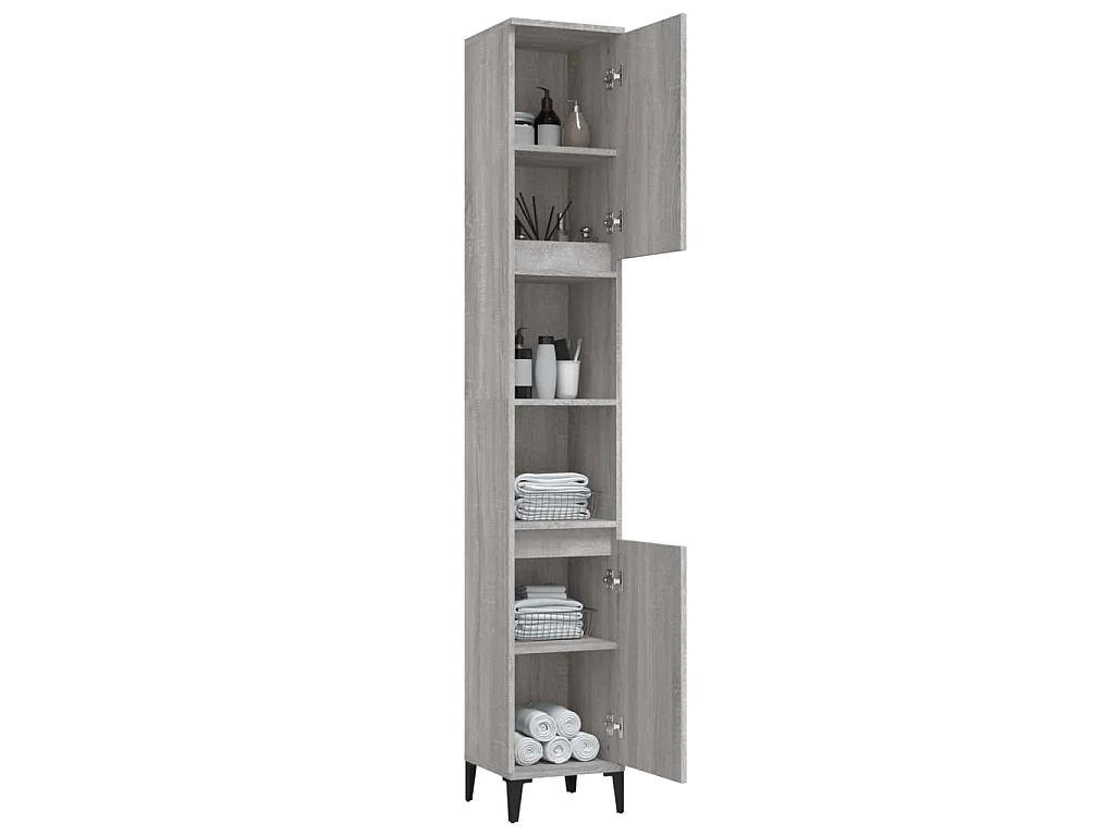 Armoire de bain sonoma gris 30x30x190 cm bois d'ingénierie