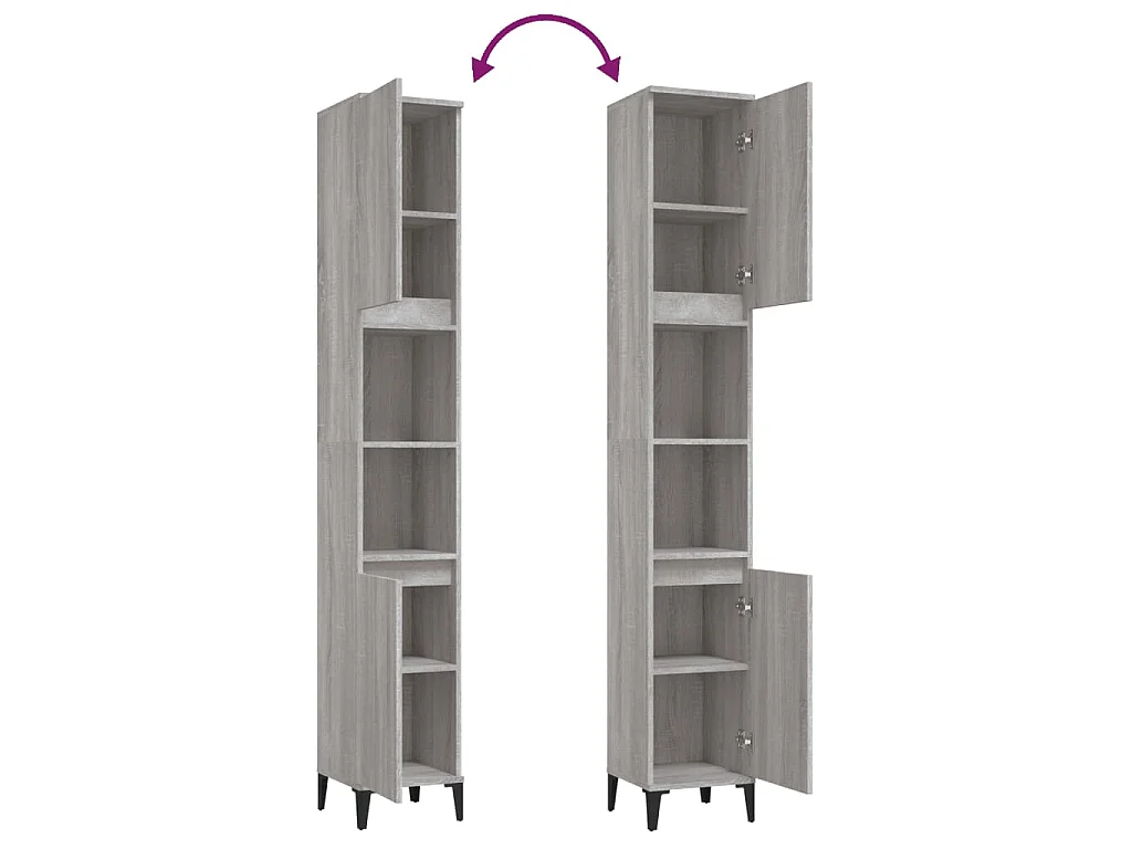 Armoire de bain sonoma gris 30x30x190 cm bois d'ingénierie