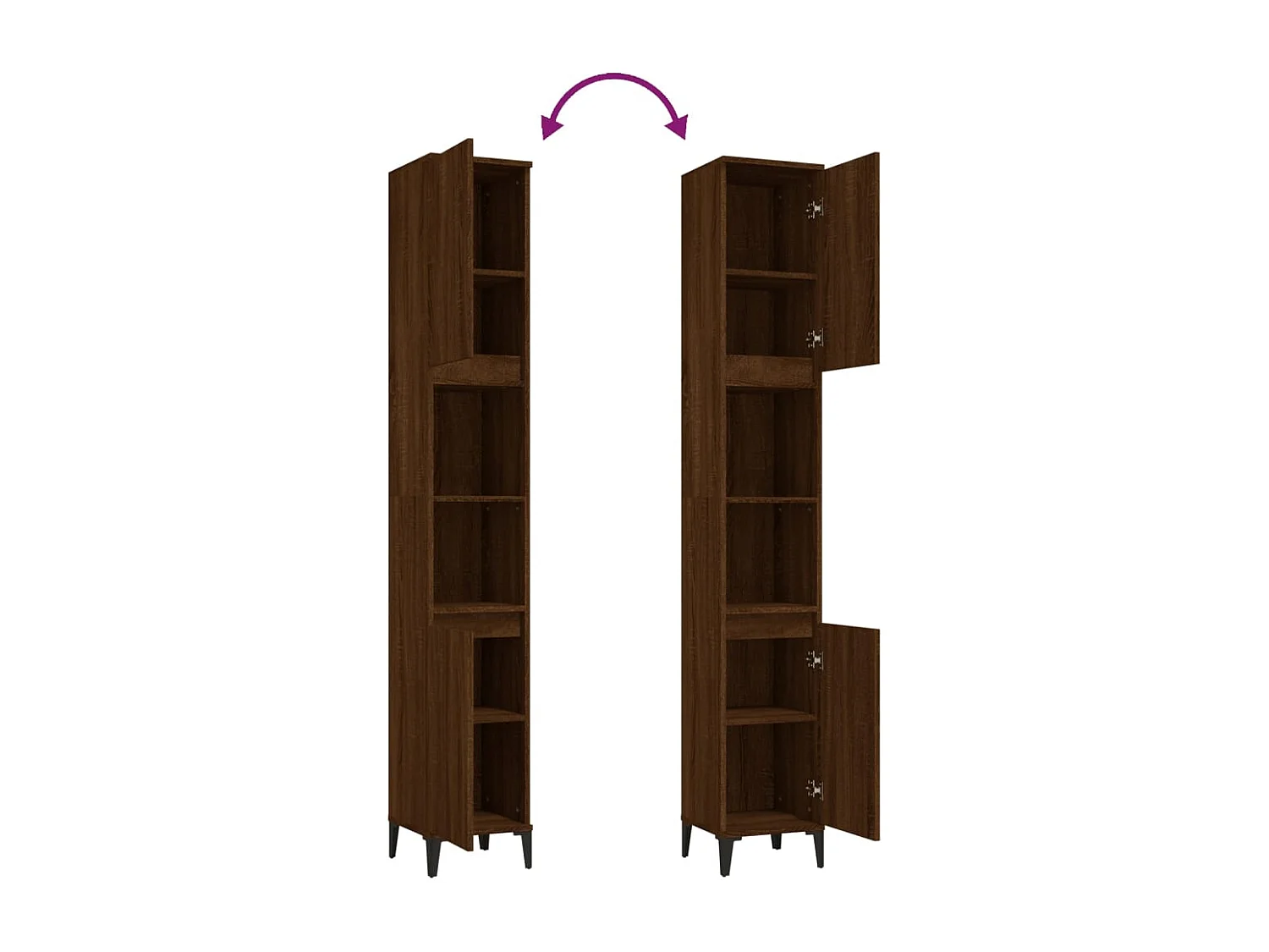 Armoire de bain chêne marron 30x30x190 cm bois d'ingénierie