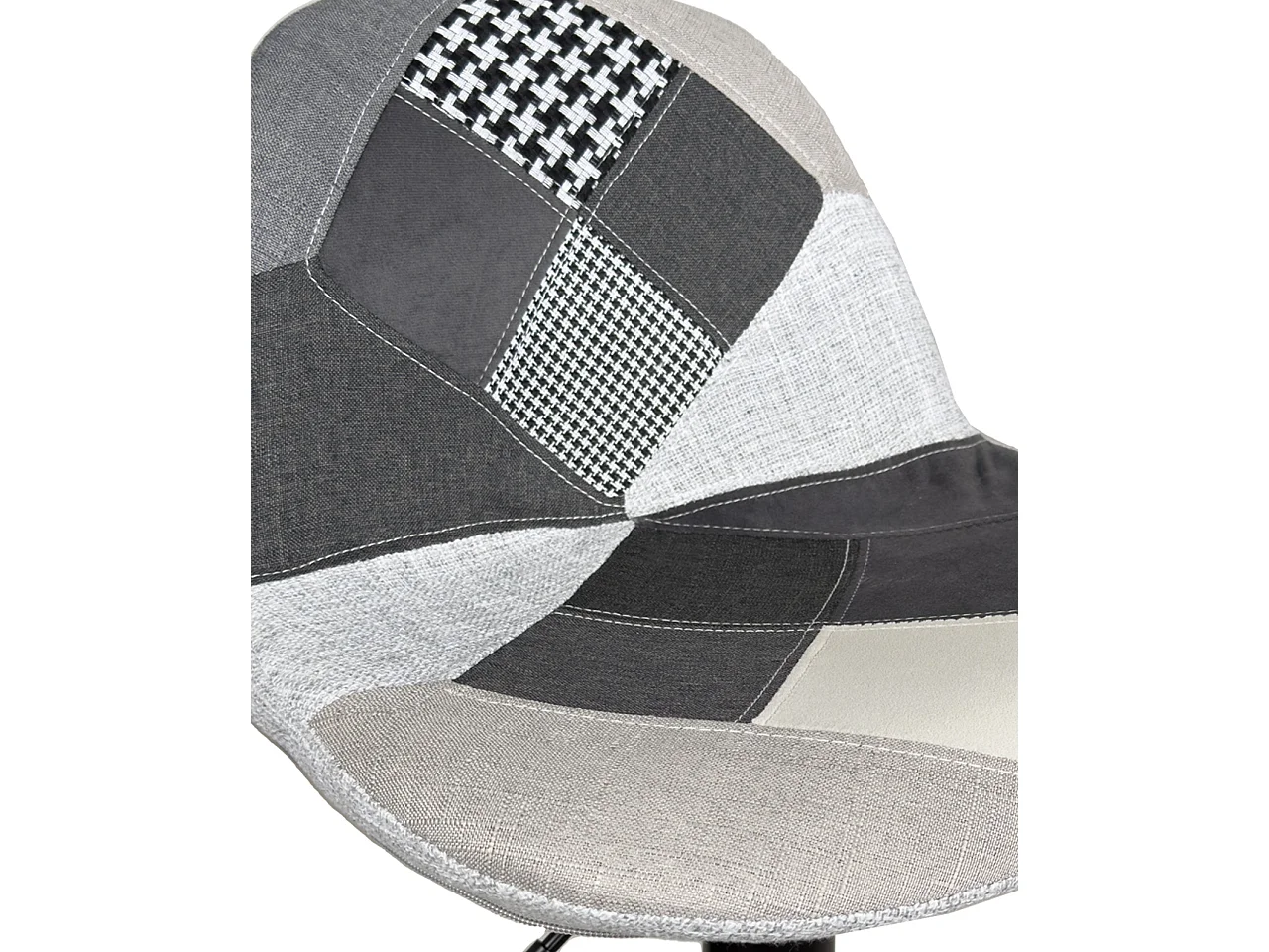 Lot 2 tabourets de bar design siège rembourré patchwork tissu pivotant hauteur réglable SIG (gris)