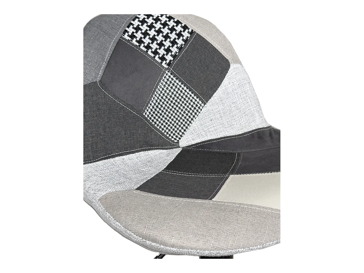 Lote de 2 taburetes de bar de diseño, asiento acolchado patchwork multicolor de tela, giratorio, altura ajustable SIG (patchwork gris)