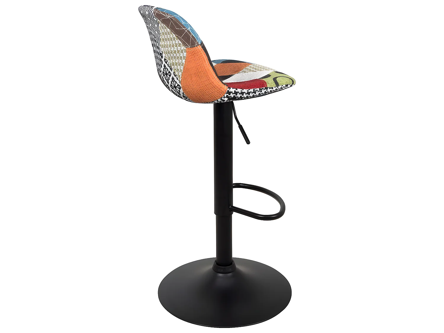 Lot 2 tabourets de bar design siège rembourré patchwork tissu pivotant hauteur réglable SIG (patch)