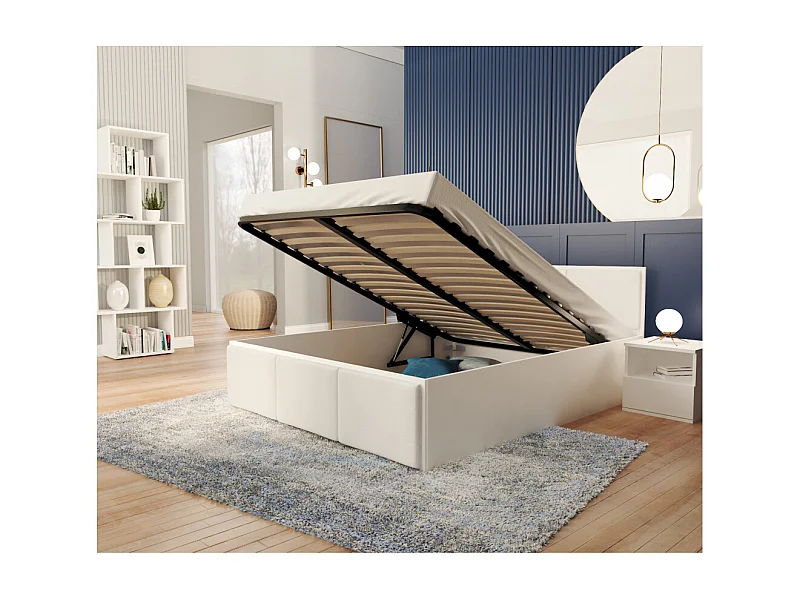 Lit coffre Panama T 140x200 - Sommier inclus Blanc - blanc