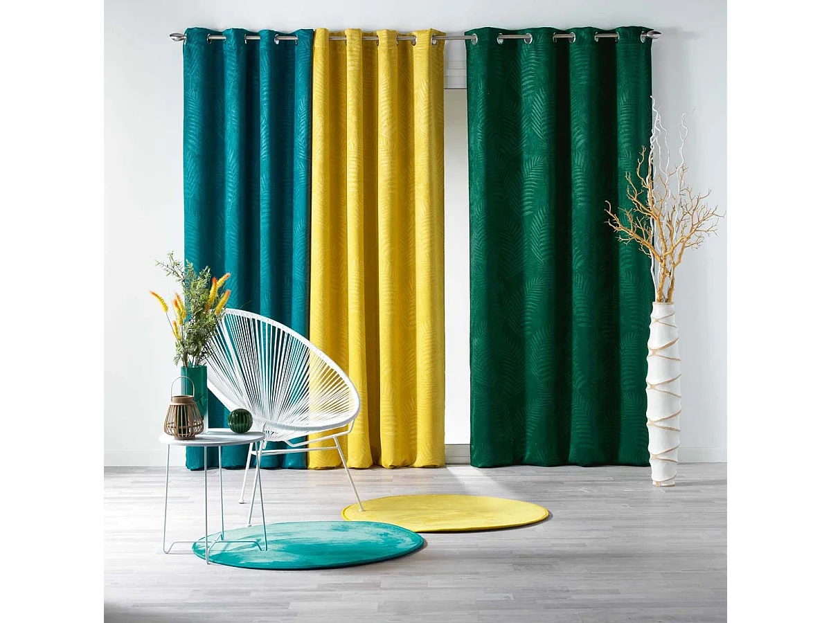 Rideau à Œillets "Tropicaline" 140x240cm Jaune