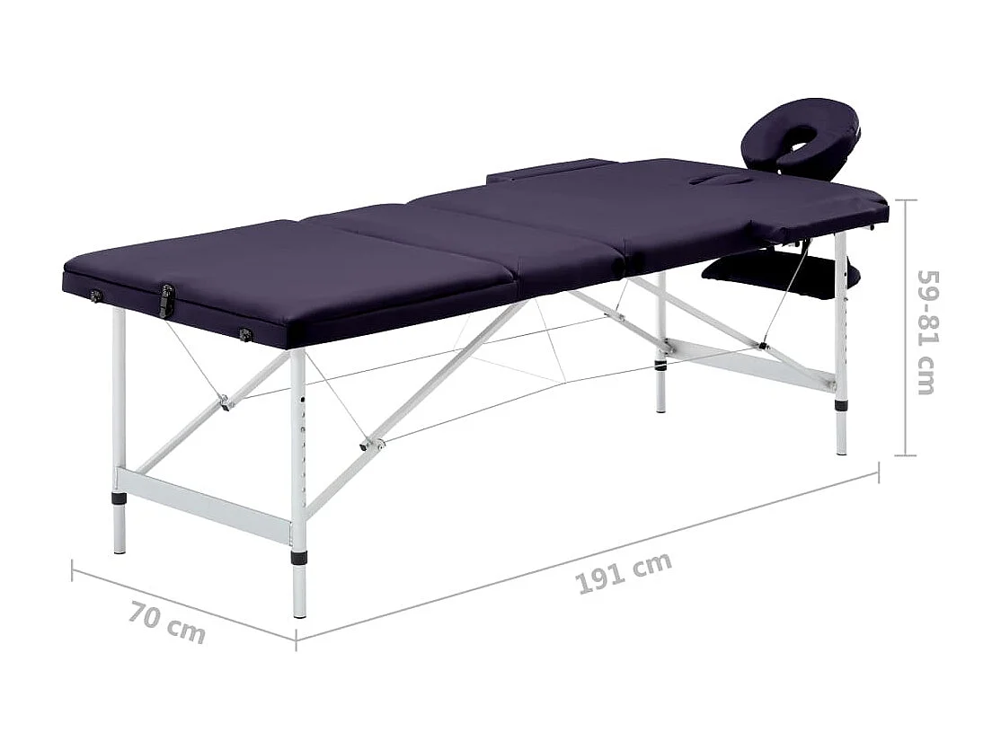 Table de massage pliable argenté 191 x 70 x 59 cm 02_0001828