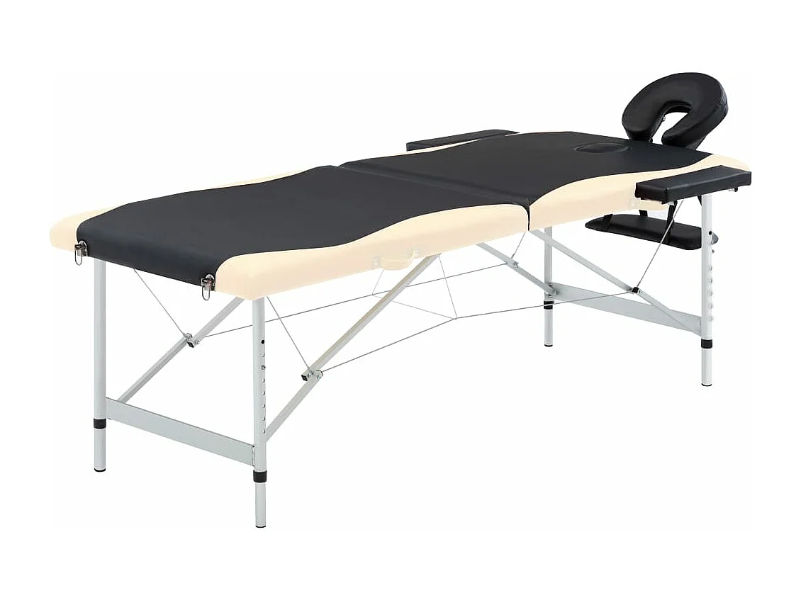 Table de massage pliable 2 zones Inox noir et beige