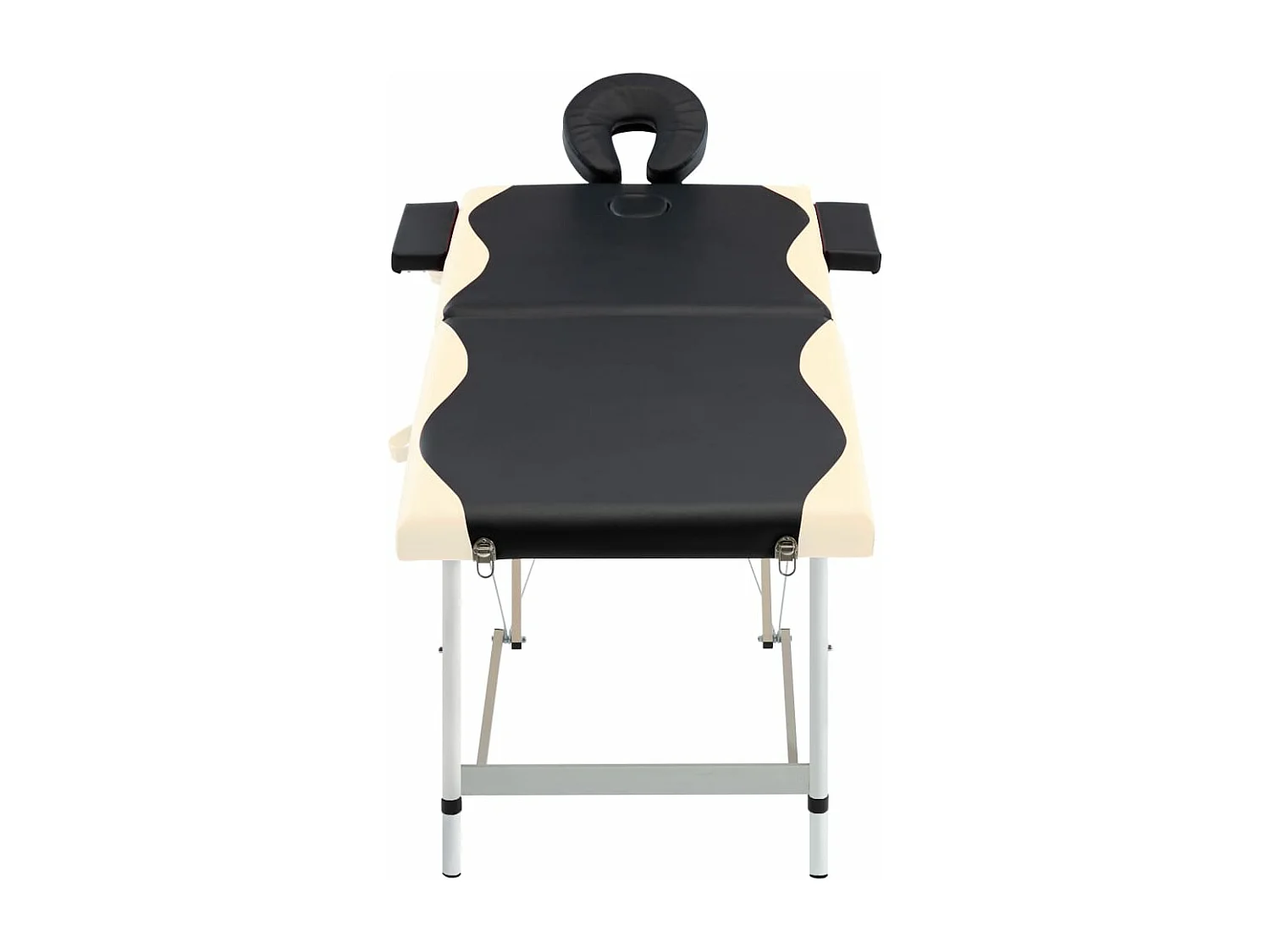 Table de massage pliable 2 zones Inox noir et beige