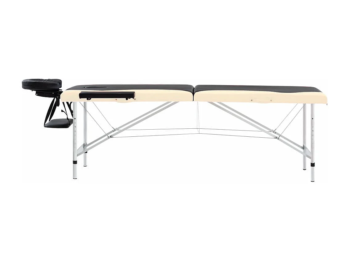 Table de massage pliable 2 zones Inox noir et beige