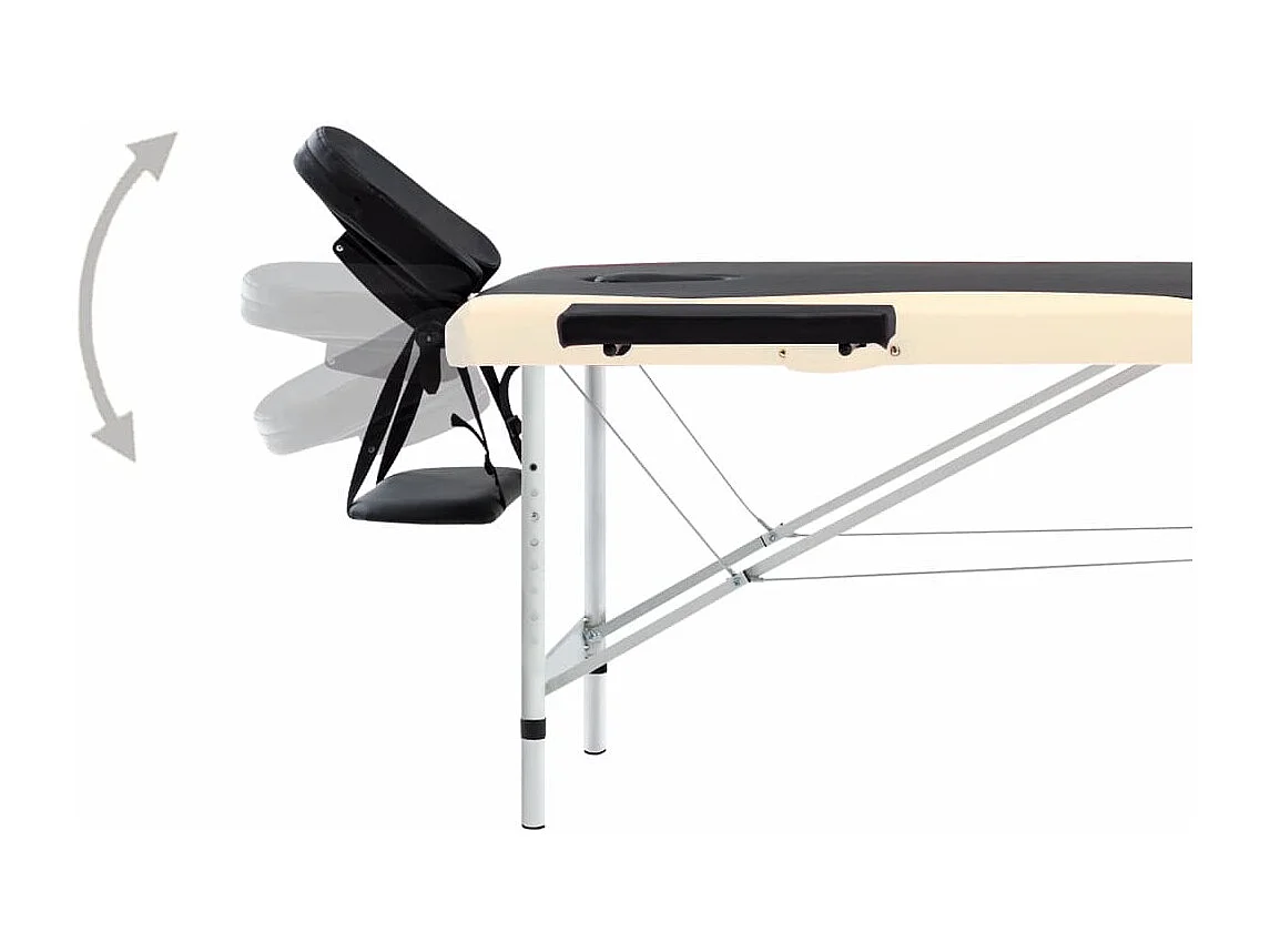 Table de massage pliable 2 zones Inox noir et beige