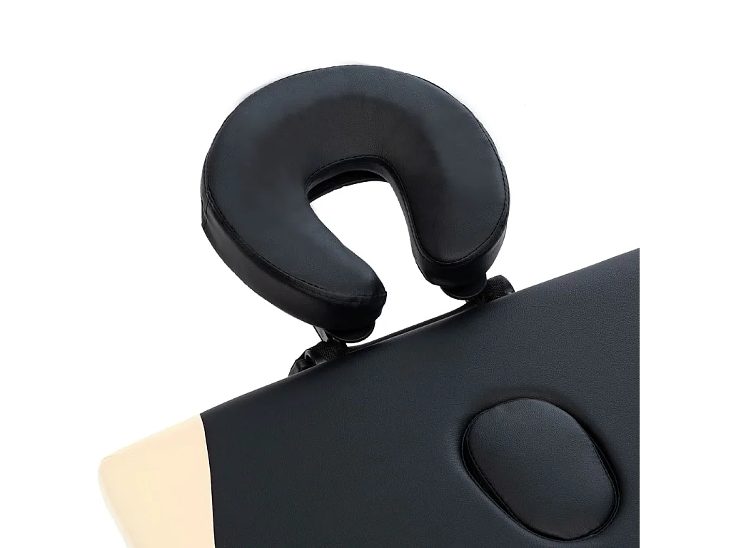 Table de massage pliable 2 zones Inox noir et beige