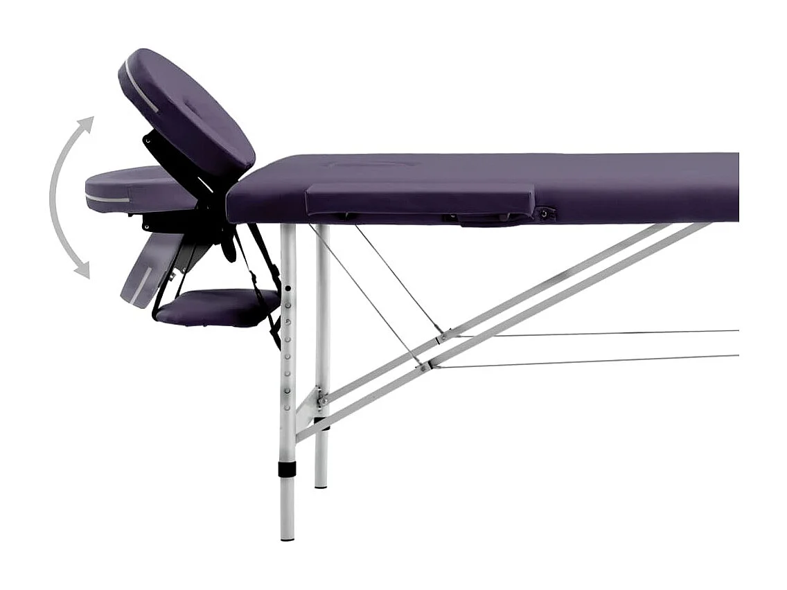 Camilla de masaje plegable cama de masaje banco sofá cosmética terapia portátil profesional shiatsu reiki 2 zonas aluminio púrpura 02_0001810