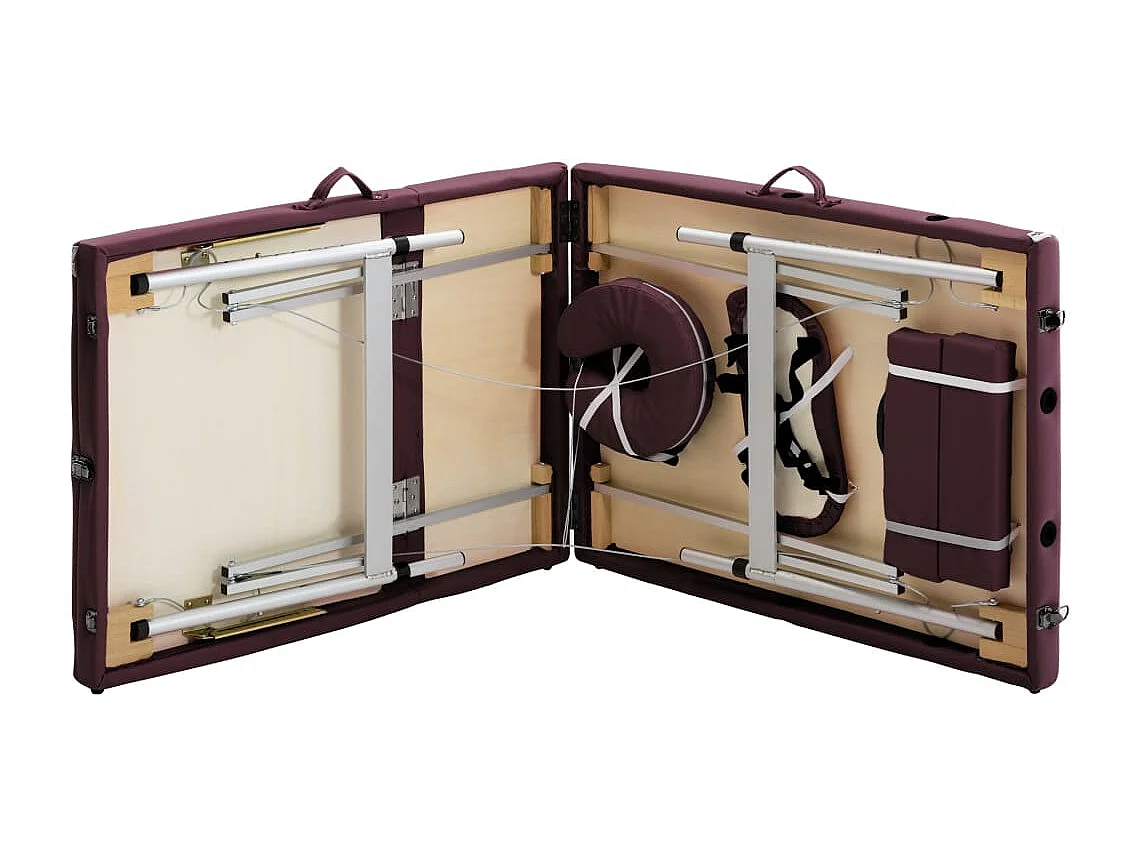 Mesa de masaje plegable banco de masaje sofá terapéutico portátil profesional Shiatsu Reiki 3 zonas aluminio morado 02_0001829