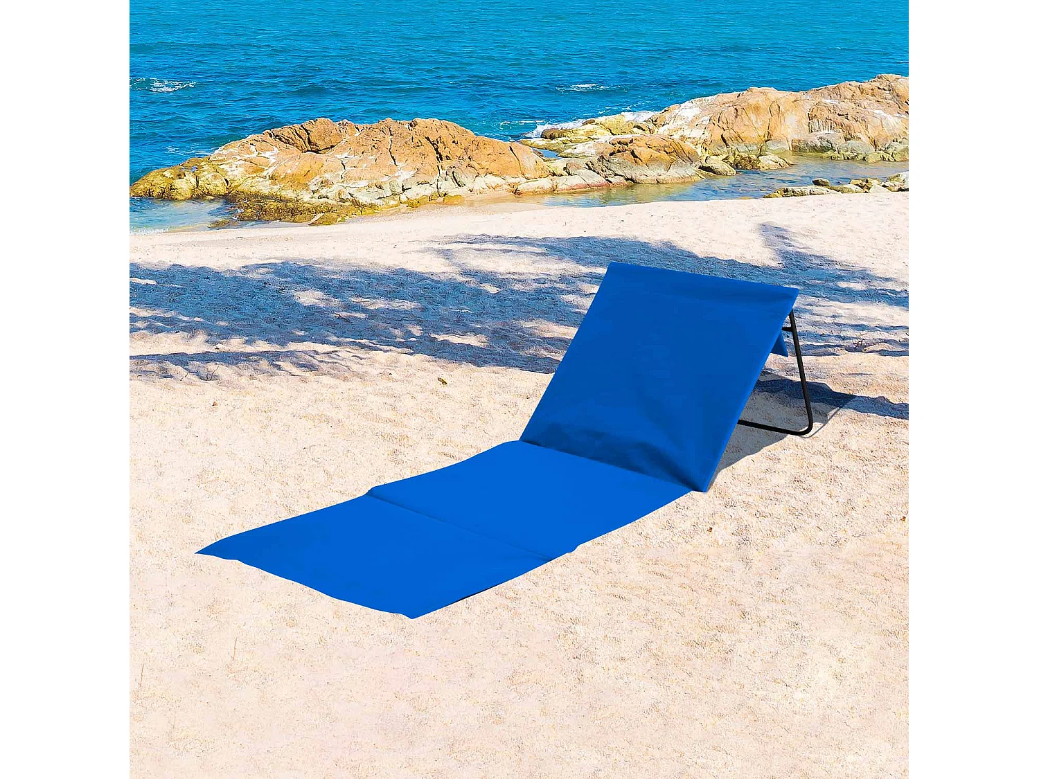 Esterilla Plegable de Playa Acolchada con Respaldo 153x51x42cm 7house