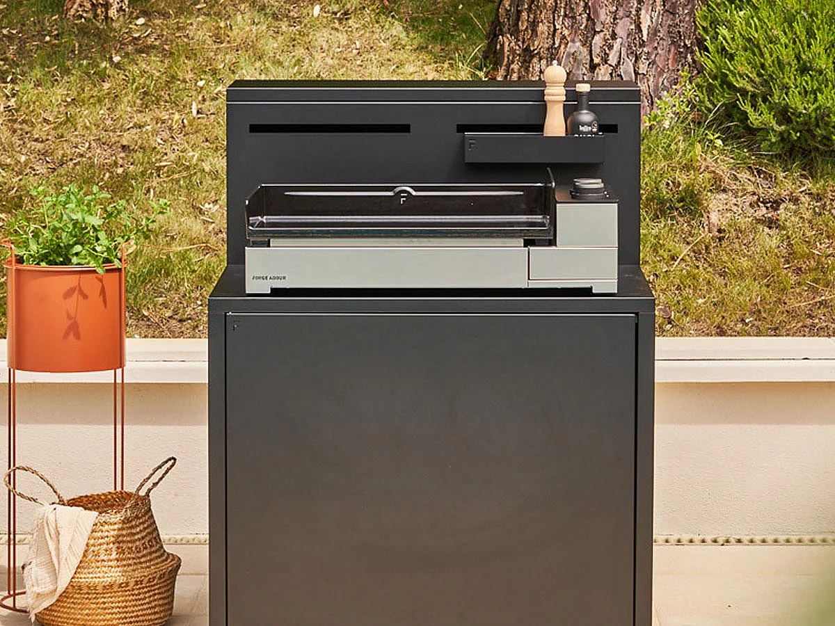 Plancha à gaz Premium 60 chassis acier noir et gris - Forge Adour