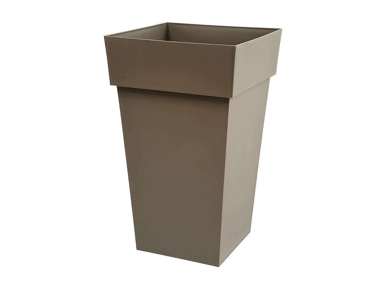 Eckiger Blumentopf Toscana 39 x H.65 cm - Taupe - Robust und langlebig