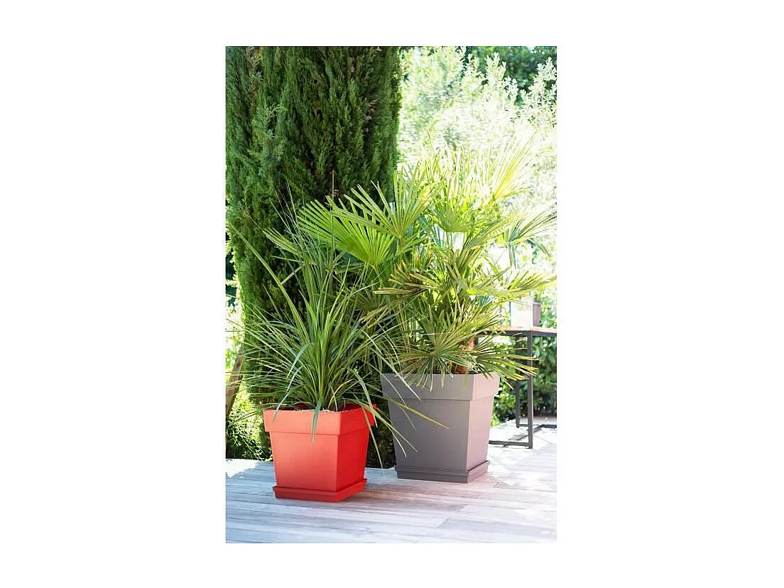 Pot de fleur carré Toscane 49,5 x H.52,5 cm - Taupe - Eda