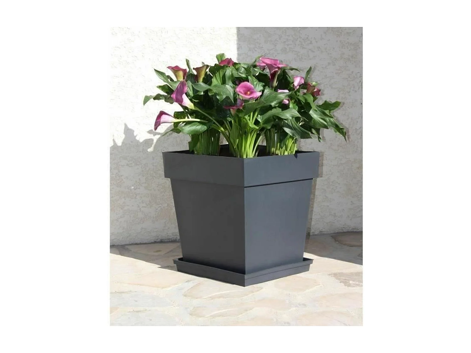 Pot de fleur carré Toscane 39 x H.39 cm - Anthracite - Eda