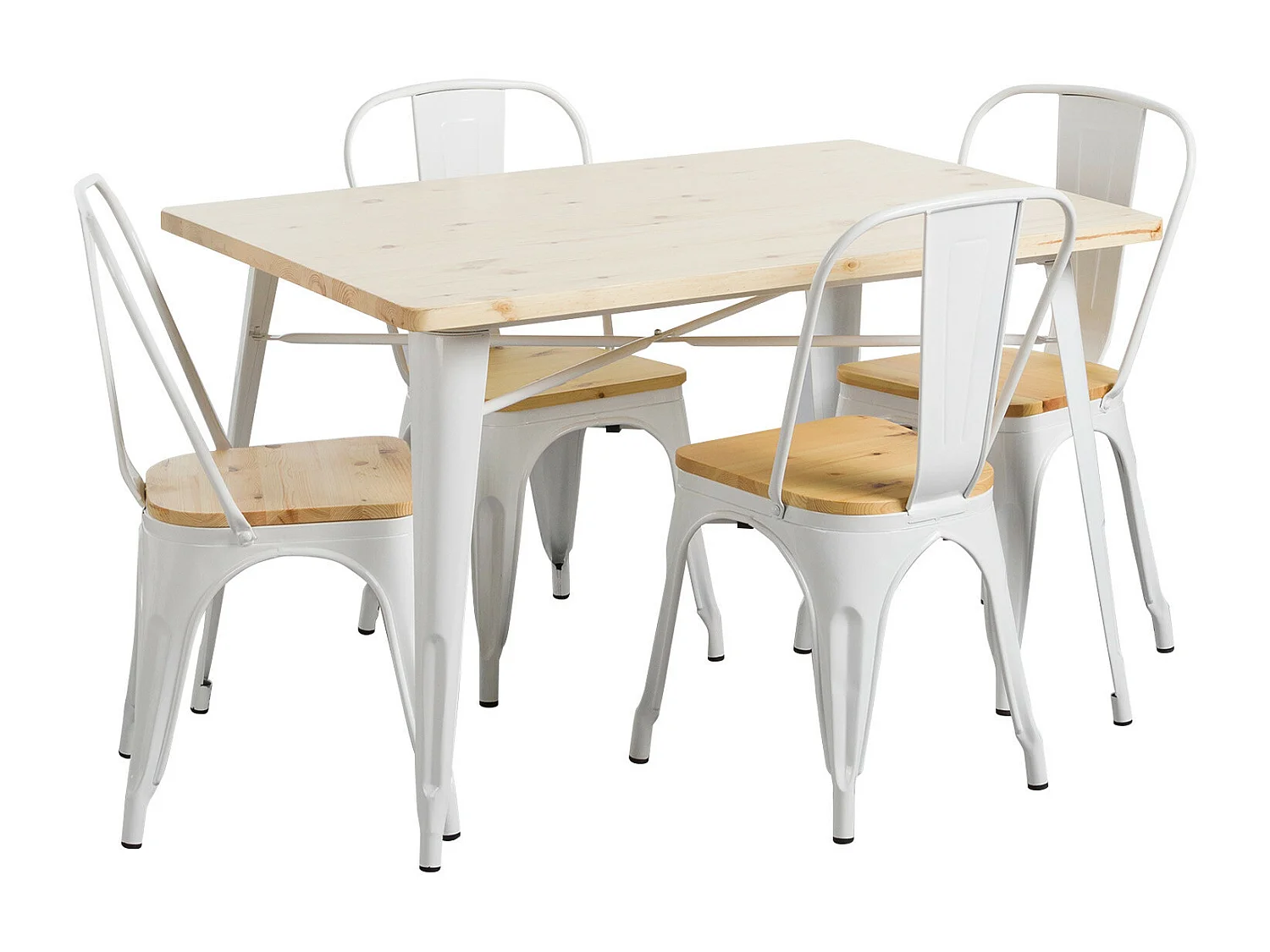 Ensemble de salle à manger table rectangulaire et 4 chaises en bois de fer style industriel Thinia Home
