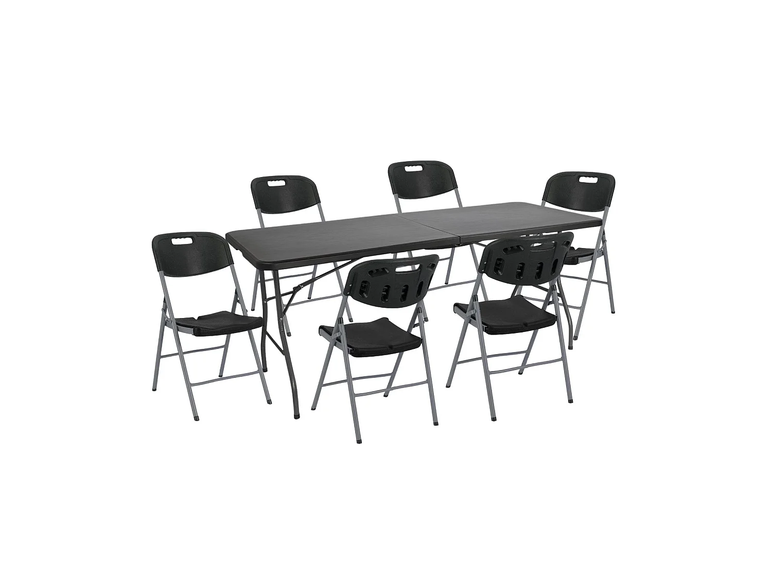 Conjunto Plegable Mesa 180cm y 6 Sillas con Asa Catering 7house