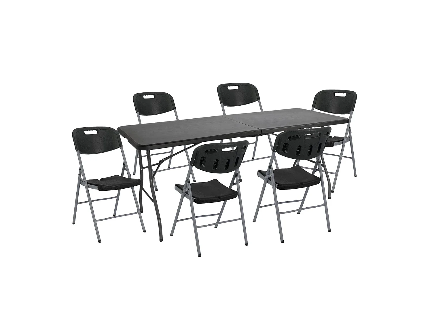 Conjunto Plegable Mesa 180cm y 6 Sillas con Asa Catering 7house