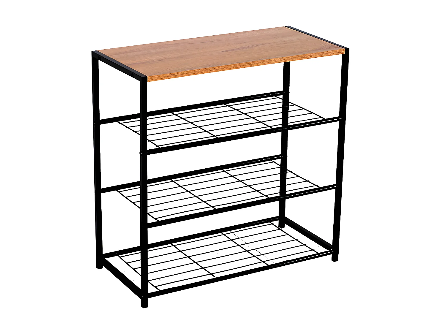 Banc à chaussures de style industriel 3 étagères Erbu Noir/Brun 63x30x63cm 7house
