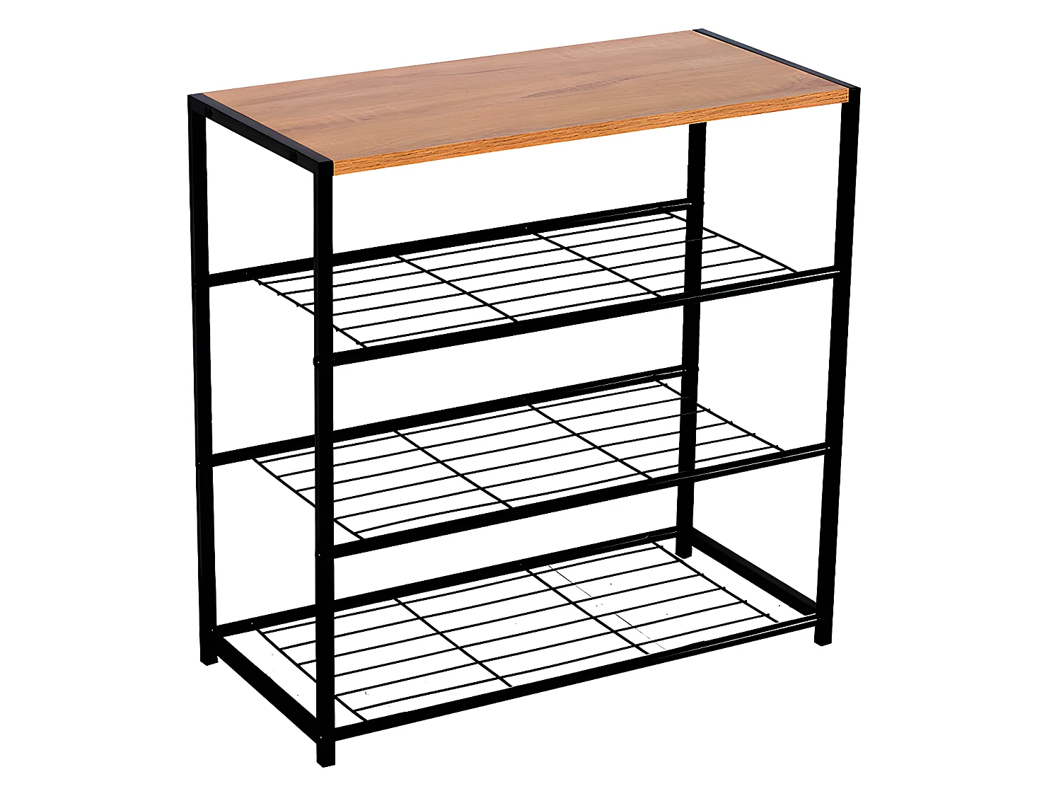 Banc à chaussures de style industriel 3 étagères Erbu Noir/Brun 63x30x63cm 7house