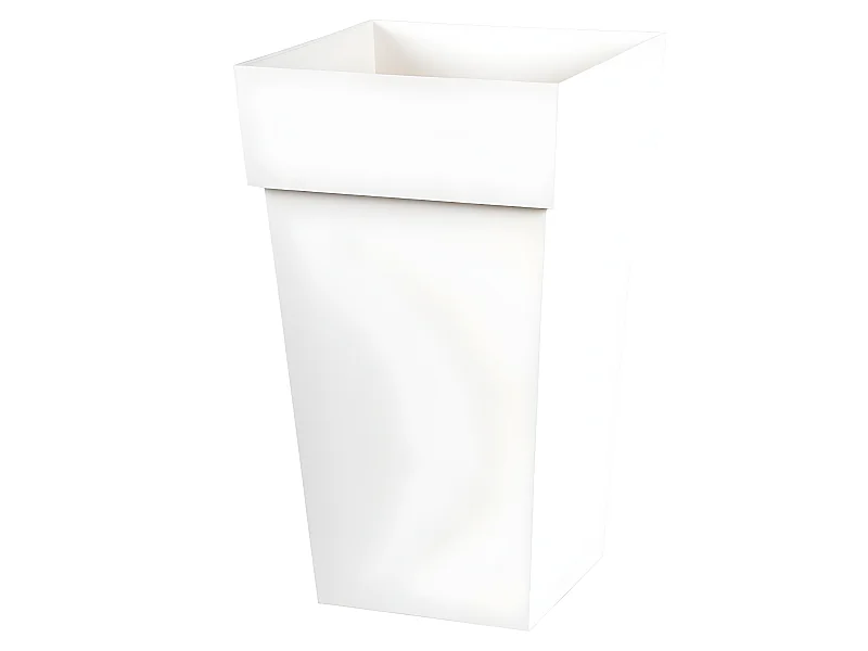 Quadratischer Blumentopf Toskana 39 x H.65 cm - Weiß - Robust und langlebig - Hergestellt in Frankreich