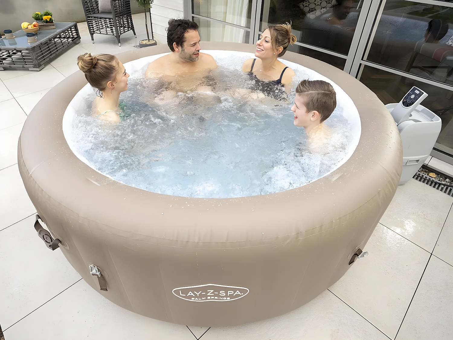 Spa Hinchable Bestway Lay-Z-Spa Palm Springs Ø196x71 cm para 4-6 Personas con Airjet y Cobertor
