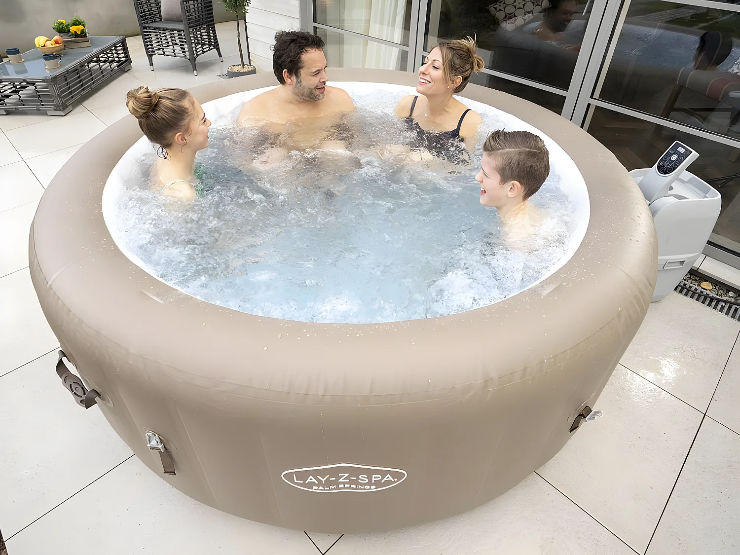 Spa Hinchable Bestway Lay-Z-Spa Palm Springs Ø196x71 cm para 4-6 Personas con Airjet y Cobertor