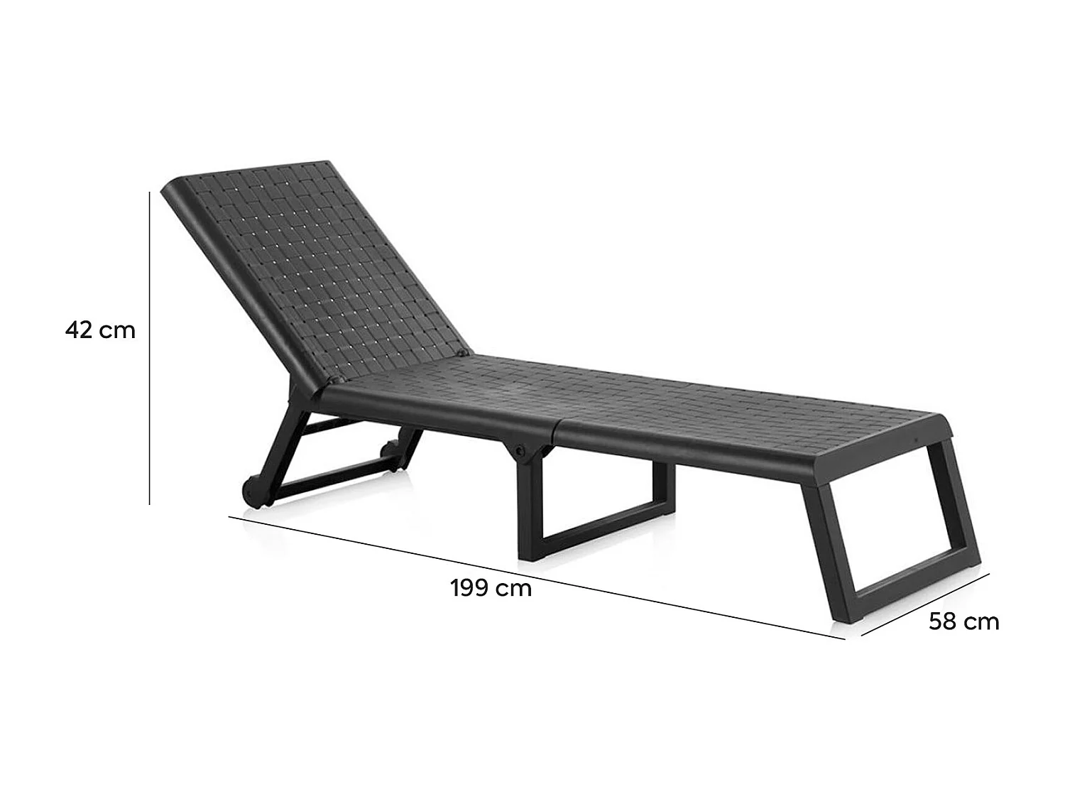 Chaise longue de jardin pliante avec roues Dream Wenge Sund, confortable et facile à transporter