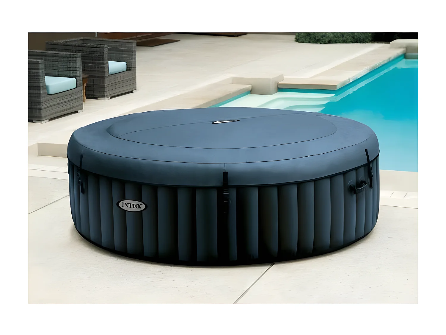 PureSpa Intex opblaasbaar zwembad 6 personen marineblauw