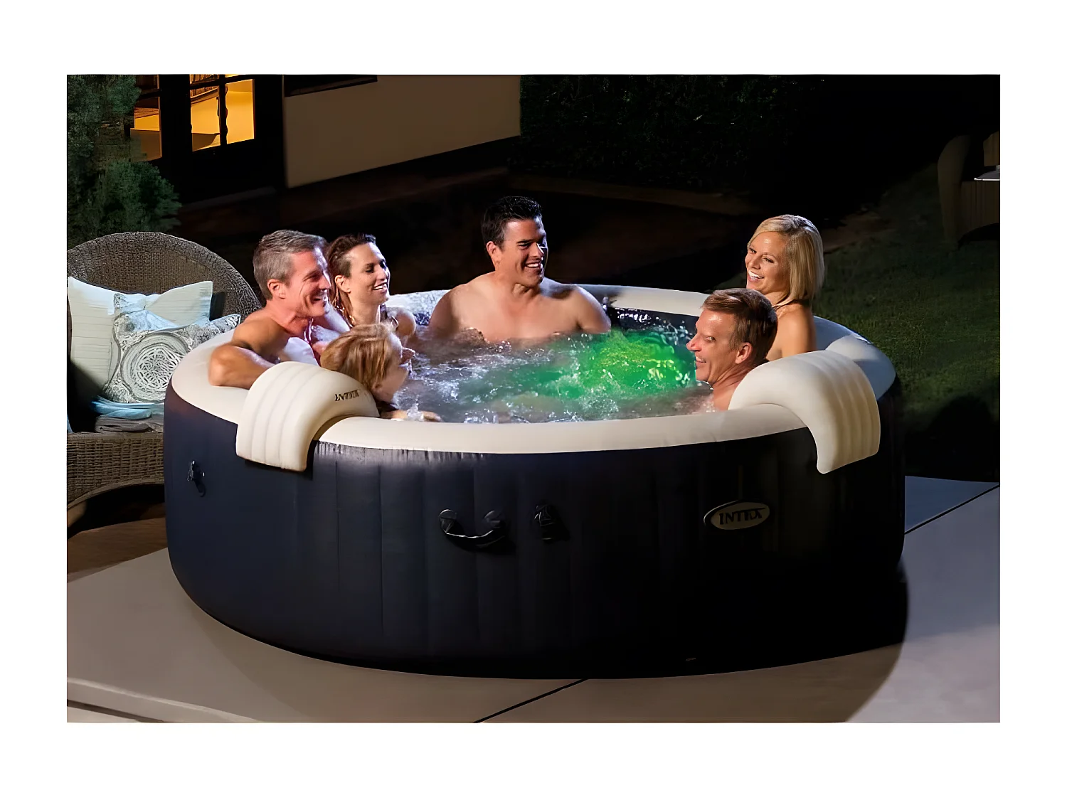 PureSpa Intex opblaasbaar zwembad 6 personen marineblauw