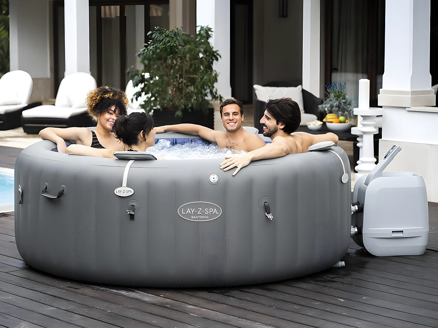 Spa gonflable Lay-Z-Spa Santorini rond HydroJet Pro 5/7 places - Bestway